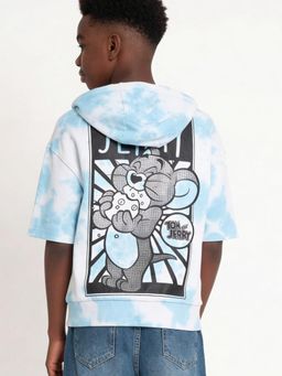 max - Boys Tom and Jerry Print Hooded T-shirt-Blue