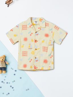 max - Boys Printed Resort Shirt-Yellow