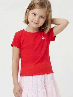 max - Girls Embroidered Tops-Red