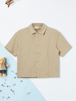 max - Boys Striped Shirt-Khaki