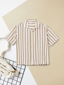 max - Boys Striped Shirt-Beige