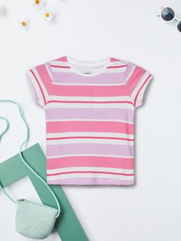 max - Girls Striped T-shirt-Pink