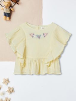 max - Girls Embroidered Top-Yellow