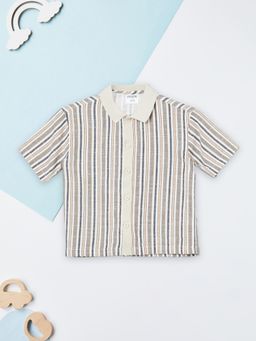 max - Boys Striped Shirt-Beige