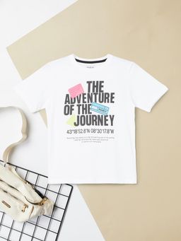 max - Boys Typography T-shirt-White