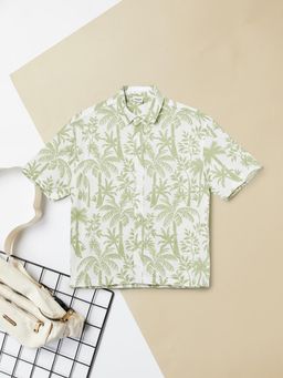 max - Boys Floral Print Shirt-White