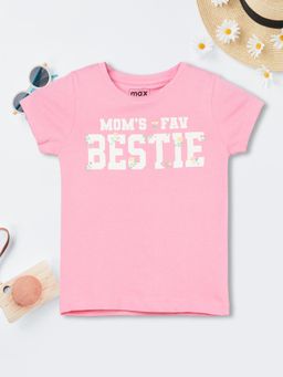 max - Girls Typography T-shirt-Pink