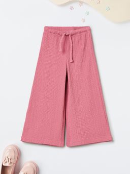 max - Girls Textured Wide Leg Trousers-Pink