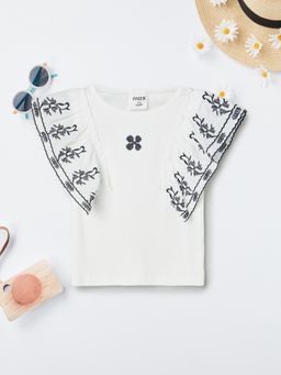 max - Girls Embroidered Top-Off White