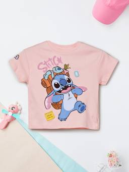 max - Girls Lilo and Stitch T-shirt-Pink