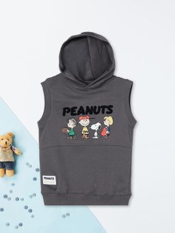 max - Boys Peanuts Hooded T-shirt-Charcoal