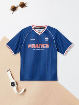 max - Boys Striped France Sports T-shirt-Blue