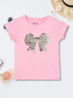 max - Girls Flip Sequin T-shirt-Pink