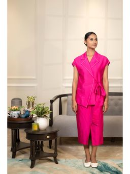 EEDA - Pink Solid/Plain Grace Jacket Skirt with Jacket (Set of 2)