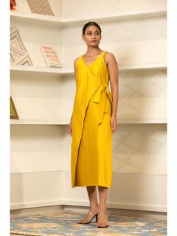 EEDA - Yellow Solid/Plain Grace Side Knot Dress