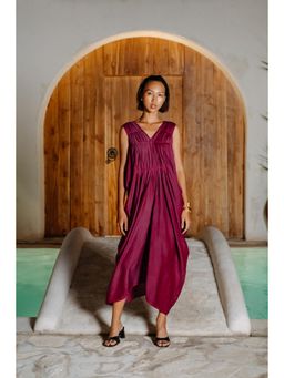 Auruhfy - Wine Solid/Plain Heather Jumpsuit