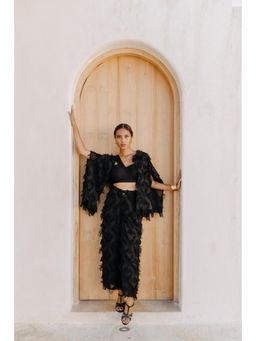 Auruhfy - Black Self Design Mid Night Magic Co-Ord (Set of 3)