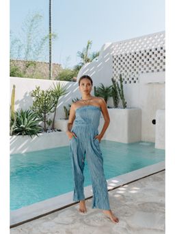 Auruhfy - Blue Solid/Plain Sea Breeze Jumpsuit
