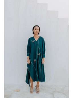 Auruhfy - Teal Embroidered Song Of The Sea Dress