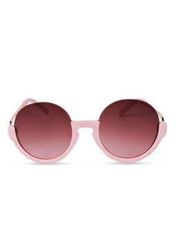 DukieKooky - Brown Lens Pink Frame Round Sunglasses with UV Protection (4 Years)