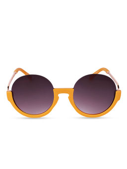 DukieKooky - Black Lens Orange Frame Round Sunglasses with UV Protection (4 Years)