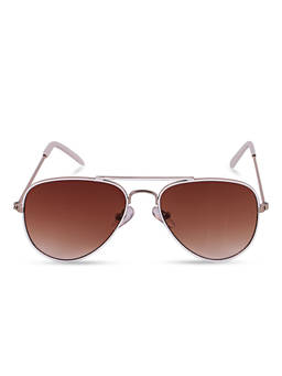 DukieKooky - Kids Brown Lens & White Frame Aviator Sunglasses (4 Years)