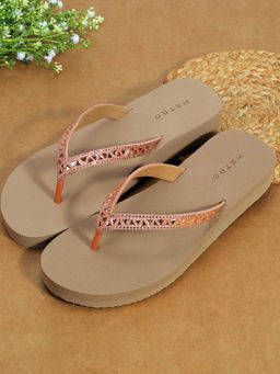 Metro - Women Rose Gold Open Casual Sandals