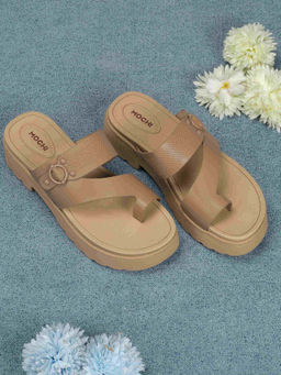 Mochi - Women Dark Beige Open Casual Sandals