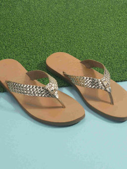 Mochi - Women Gold Open Casual Flats