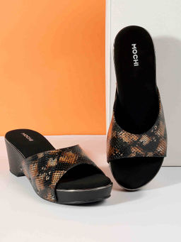 Mochi - Women Black Open Casual Sandal Heels