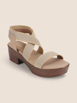 Metro - Women Beige Casual Sandal Heels