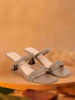 Metro - Women Dark Beige Open Casual Sandal Heels