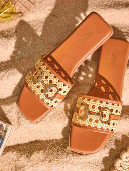 Metro - Women Tan Open Casual Flats