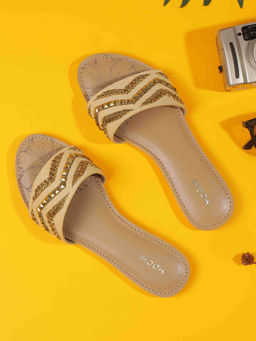 Mochi - Women Beige Open Casual Flats