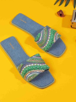 Mochi - Women Green Open Casual Flats