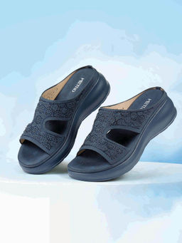 Metro - Women Blue Open Casual Wedges Heels