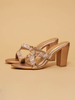 ERIDANI - Kimaya Rose Gold Embellished Heels