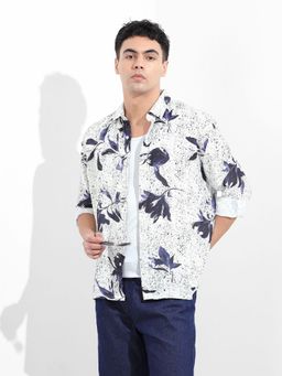 The Indian Garage Co - Men White Relaxed Fit Collar Neck Polyester Shirt