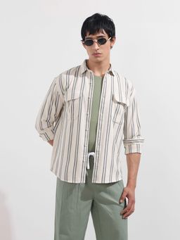 The Indian Garage Co - Men Green Relaxed Fit Collar Neck Cotton Blend Shirt