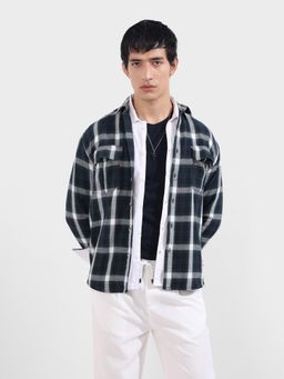 The Indian Garage Co - Men Blue Relaxed Fit Collar Neck Cotton Blend Shirt