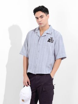 The Indian Garage Co - Men Blue Boxy Fit Collar Neck Polyester Shirt