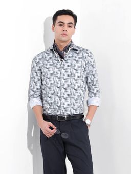 The Indian Garage Co - Men White Slim Fit Collar Neck Cotton Shirt