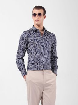 The Indian Garage Co - Men Blue Slim Fit Collar Neck Cotton Shirt