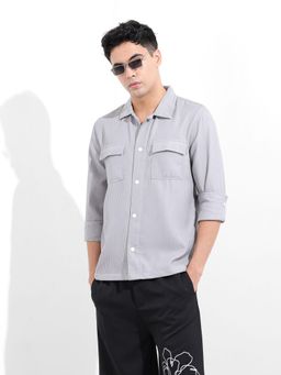 The Indian Garage Co - Men Grey Regular Fit Collar Neck Polyester Shirt