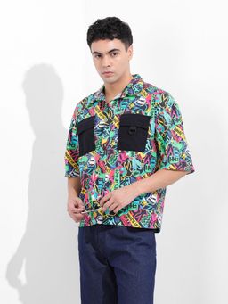 The Indian Garage Co - Men Multi-Color Boxy Fit Collar Neck Polyester Shirt