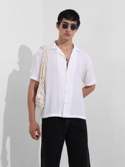 The Indian Garage Co - Men White Relaxed Fit Collar Neck Polyester Shirt