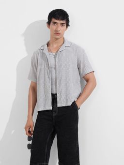 The Indian Garage Co - Men Grey Relaxed Fit Collar Neck Polyester Shirt