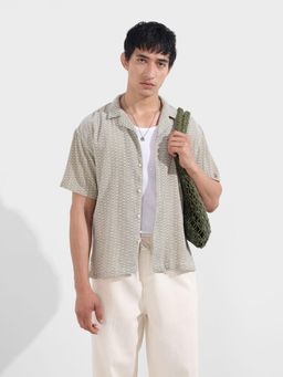 The Indian Garage Co - Men Green Relaxed Fit Collar Neck Polyester Shirt