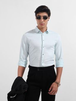 The Indian Garage Co - Men Blue Regular Fit Collar Neck Polyester Blend Shirt