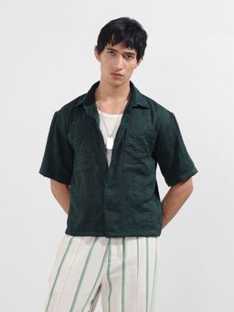 The Indian Garage Co - Men Green Boxy Fit Collar Neck Polyester Shirt